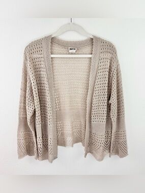 Sweet Kizz Open-Front Open Knit Cardigan Sweater 2X Bell Sleeves